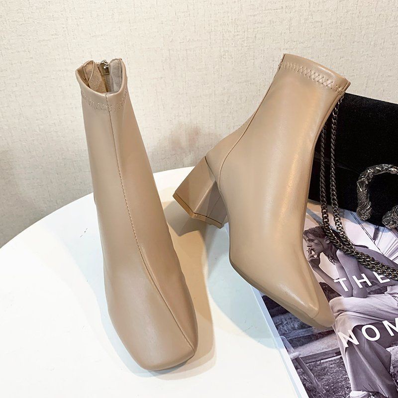 Import Premium Cantik Kulit Asli Sepatu Martin Boots Wanita Cewek Resleting Hak Tinggi Casual PDH Kuliah Santai Formal Mewah Kerja 233