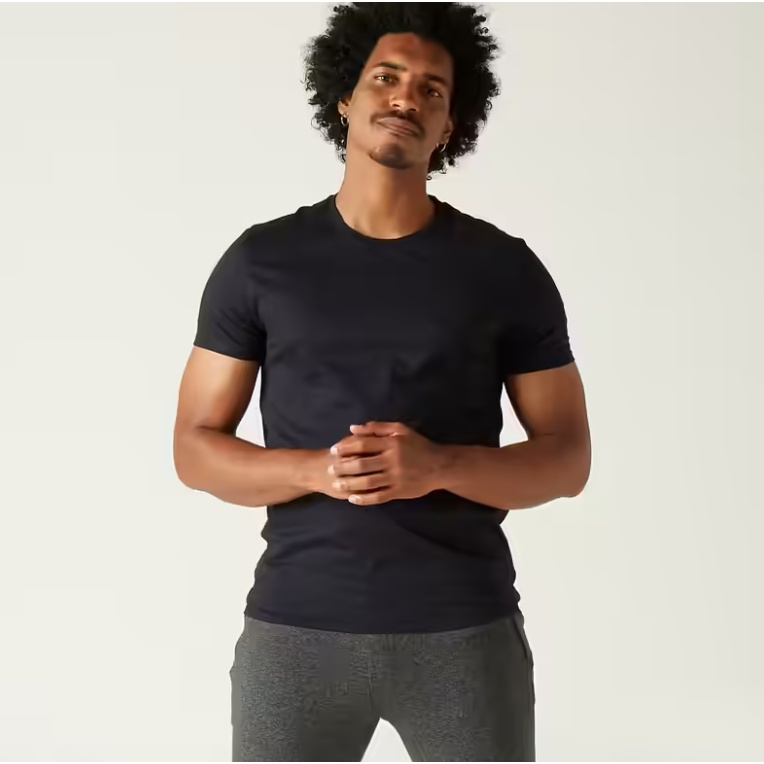 DOMYOS Kaos Lengan Pendek Olahraga Gym Fitness Pria Bahan Katun