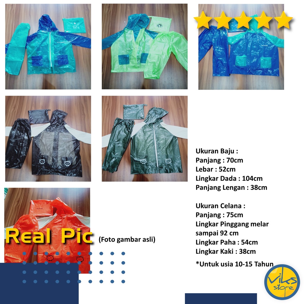 Jas Hujan Anak Kecil 6 - 12 Tahun Infikids Stelan Anti Air Kuat Anti Tembus Bahan PVC Karet Untuk Sekolah SD SMP Sepedah Bermain Motor Mantel Hujan