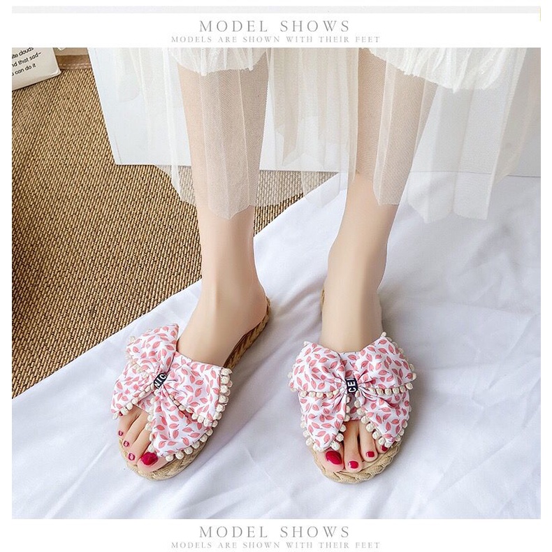 SHOEGALLERY TG1639 Sandal Wanita Import Pita Slip On Motif Daum