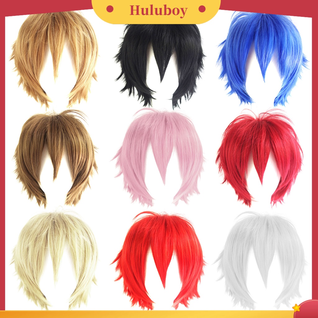 Wig Rambut Pendek Adjustable Bahan Serat Suhu Tinggi Untuk Cosplay Anime