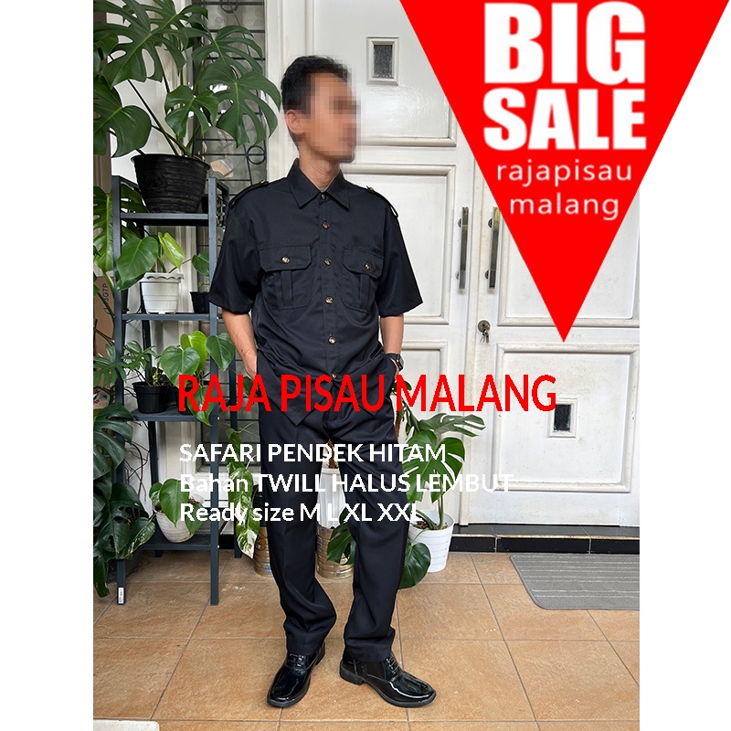 Seragam PDL Satpam Security Seragam PDL Safari Lengan Pendek Hitam |Seragam Safari Satpam Security HITAM