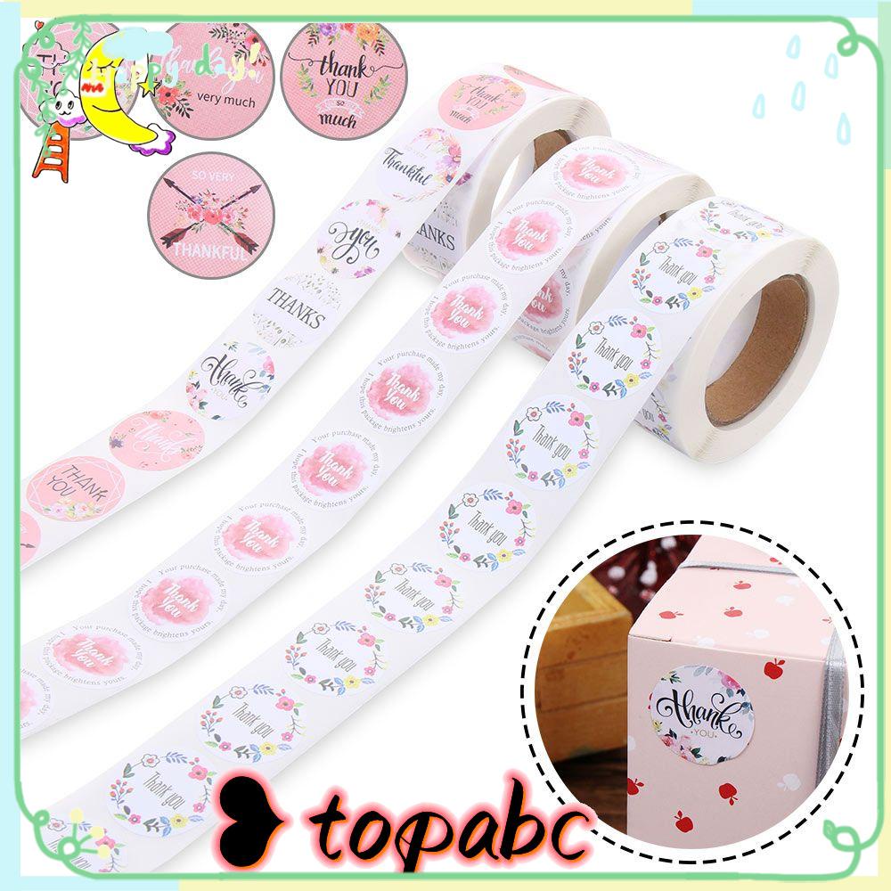 Top 500pcs/roll Label Stiker Perlengkapan Pesta Ulang Tahun Hadiah Packaging Scrapbooking Dekorasi Rumah Segel Label