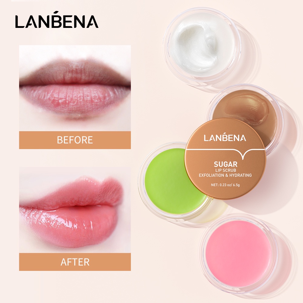 LANBENA Lip Mask Lip Balm - Lip Scrub Masker Bibir Melembabkan Repairing Plumping Hydrating Nourishing Perawatan Pelembab Masker Bibir