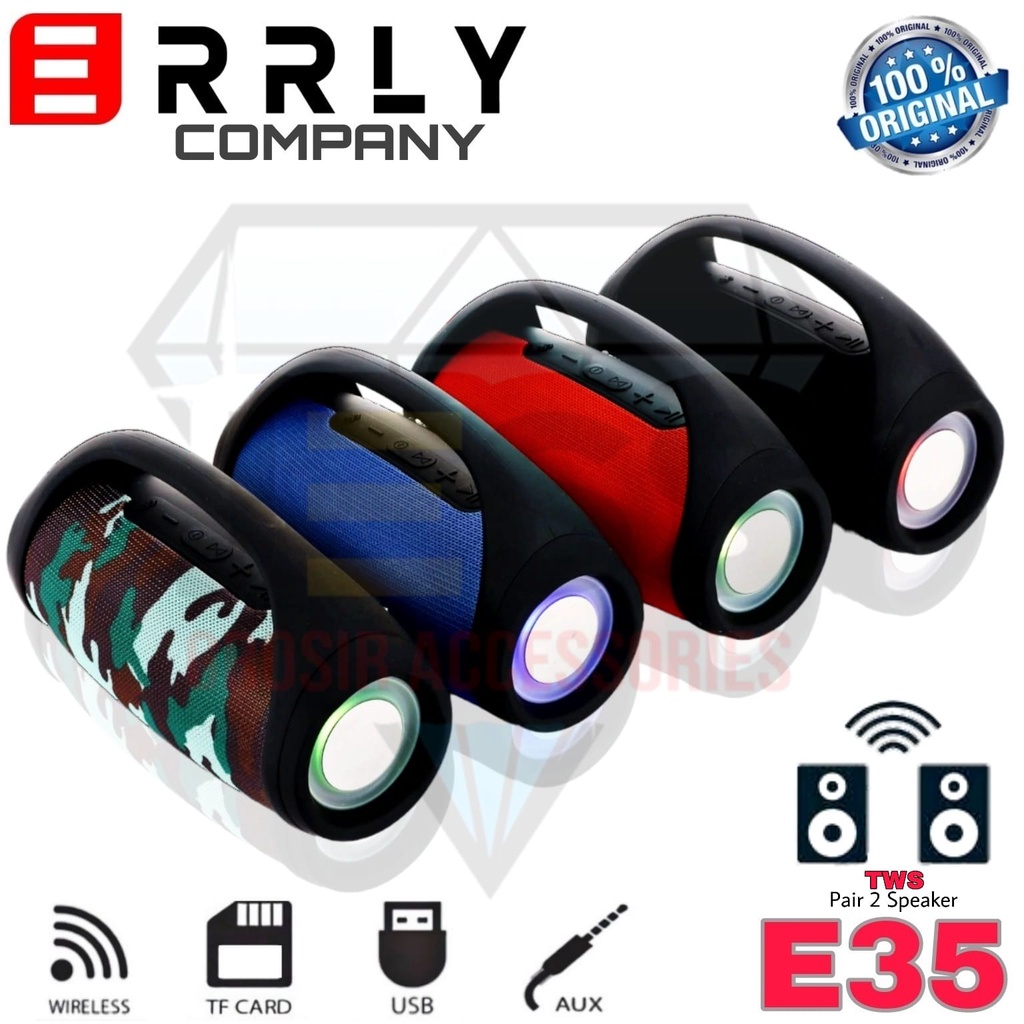 ERRLY E35 Boombox Large Powerful Sound Speaker Bluetooth Steaming Stereo High LED Light TWS 2 IN 1