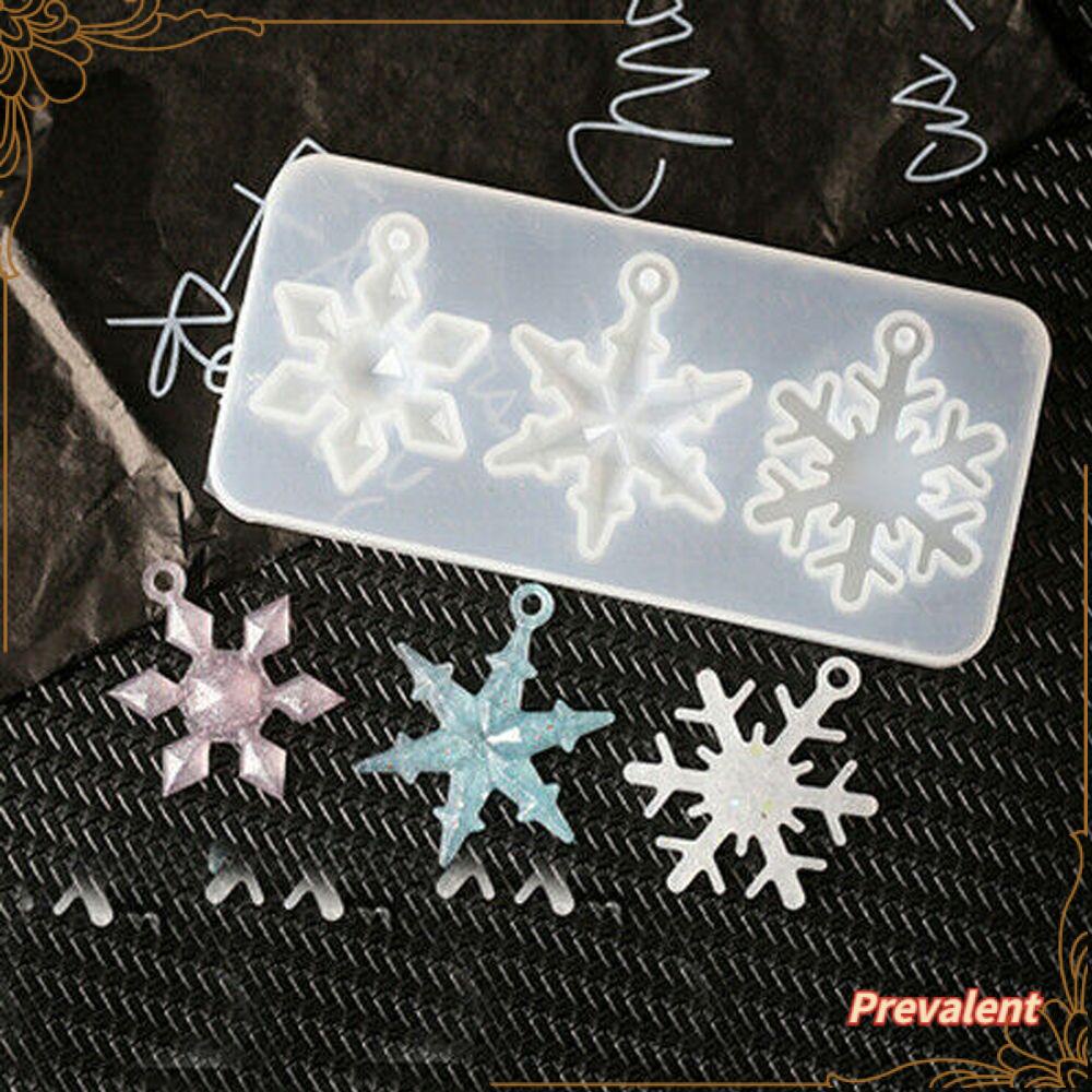 Preva Cetakan Resin Casting Cetakan 3D Transparan Snowflake Keychain Mold