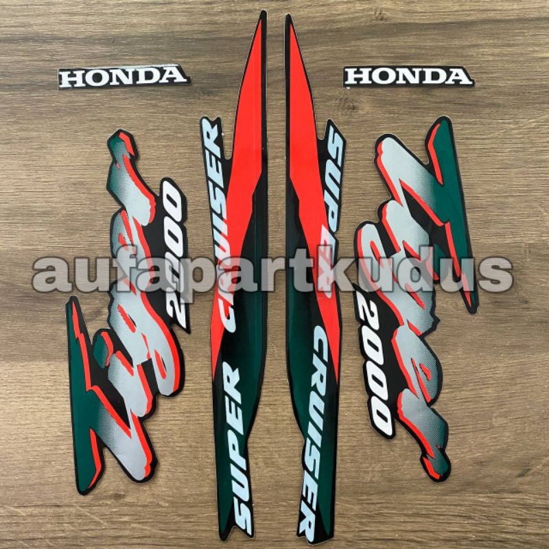 Stripping strip stiker sticker lis polet body Honda Tiger 2000 Hitam Orange lis Hijau striping les t