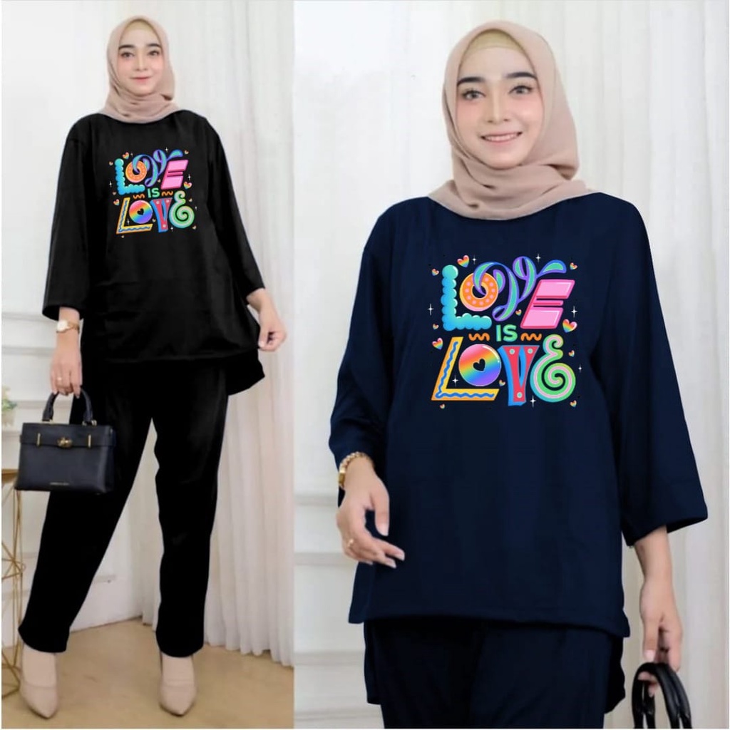 Setelan Tunik Muslim LOVE is LOVE/ Blouse Wanita