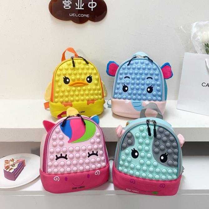 TweedyToys - Ransel Anak Pop It Hewan / Tas Backpack Pop it Anak Color