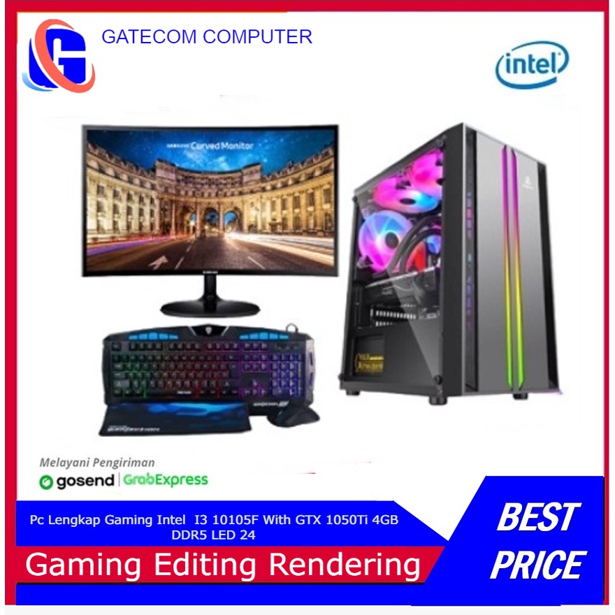 Pc Lengkap Gaming Live Streaming  Intel Core I3 10105F ( GTX 1650 4GB DDR5 ) LED 22 INC