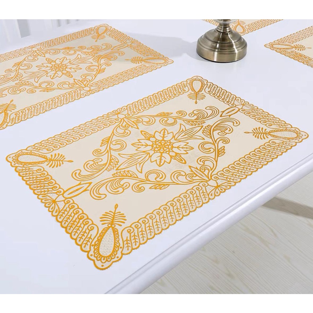 TAPLAK MEJA TAMU 60CM X 100CM MOTIF SOFA PVC ANTI AIR / PVC GOLD PLASTIC TABLE PLACE MATS