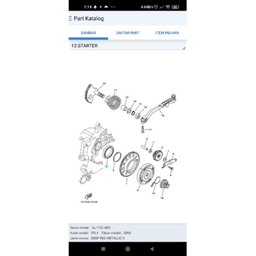 LAHAR LAHER BEARING DINAMO STARTER GEAR GIR STARTER BESAR MIO ORIGINAL