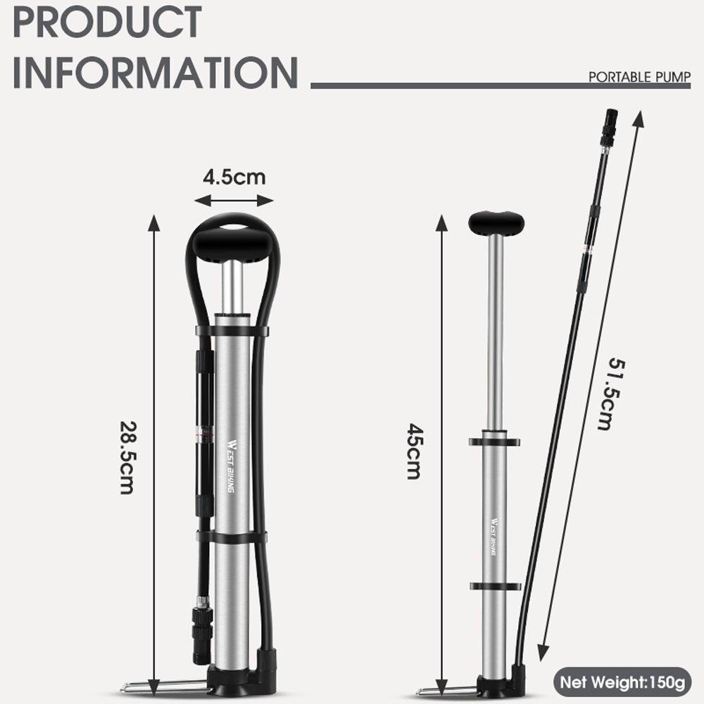 Lanfy Pompa Sepeda Portable Tahan Lama Pompa Angin Tekanan Tinggi Pompa Mini Multi-Fungsi 140PSI Pompa Bersepeda