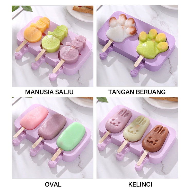 Holiven Cetakan Ice Cream Silikon / Ice Cream Mold Dapur Cetakan Silikon Es Krim Musim Panas DIY