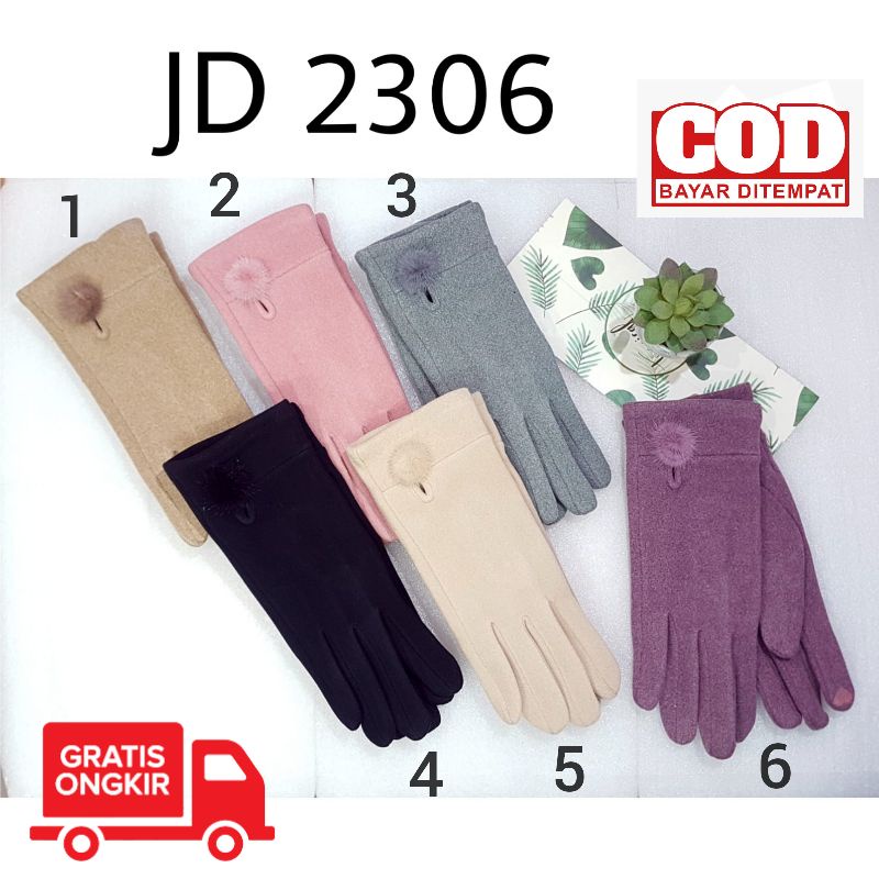 Sarung Tangan Wanita Full Finger Touch Screen Bahan Halus JD2306