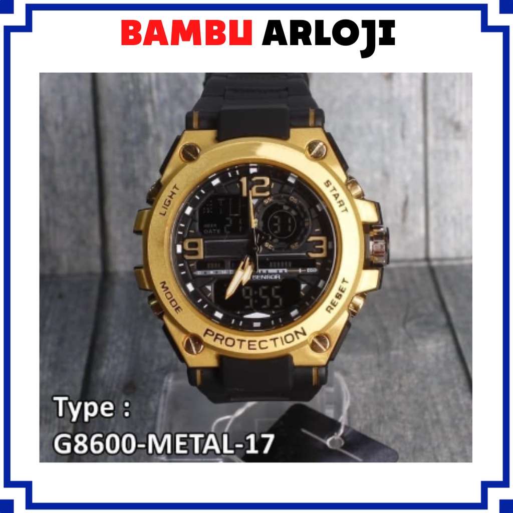 BAJ JAM TANGAN PRIA SPORT ANTI AIR RUBBER GST-8600 DUALTIME METAL