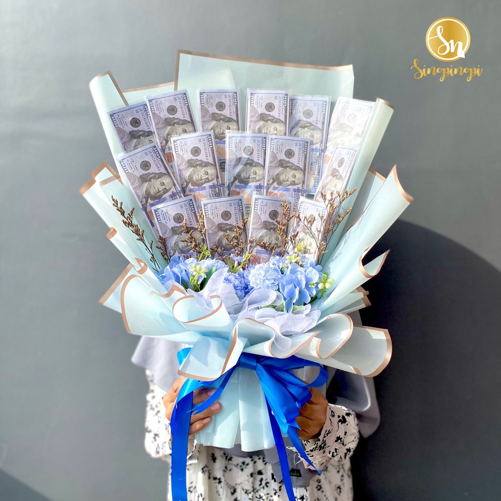 BUCKET UANG | RANGKAIAN MONEY BUNGA DEKORASI HIAS HADIAH KADO CENDERA MATA | LAMARAN NIKAH WEDDING