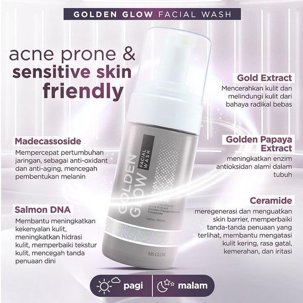 Ms Glow Facial Wash Golden Glow Sabun Cuci Muka Facial Foal Face Wash Sabun Wajah MsGlow Original