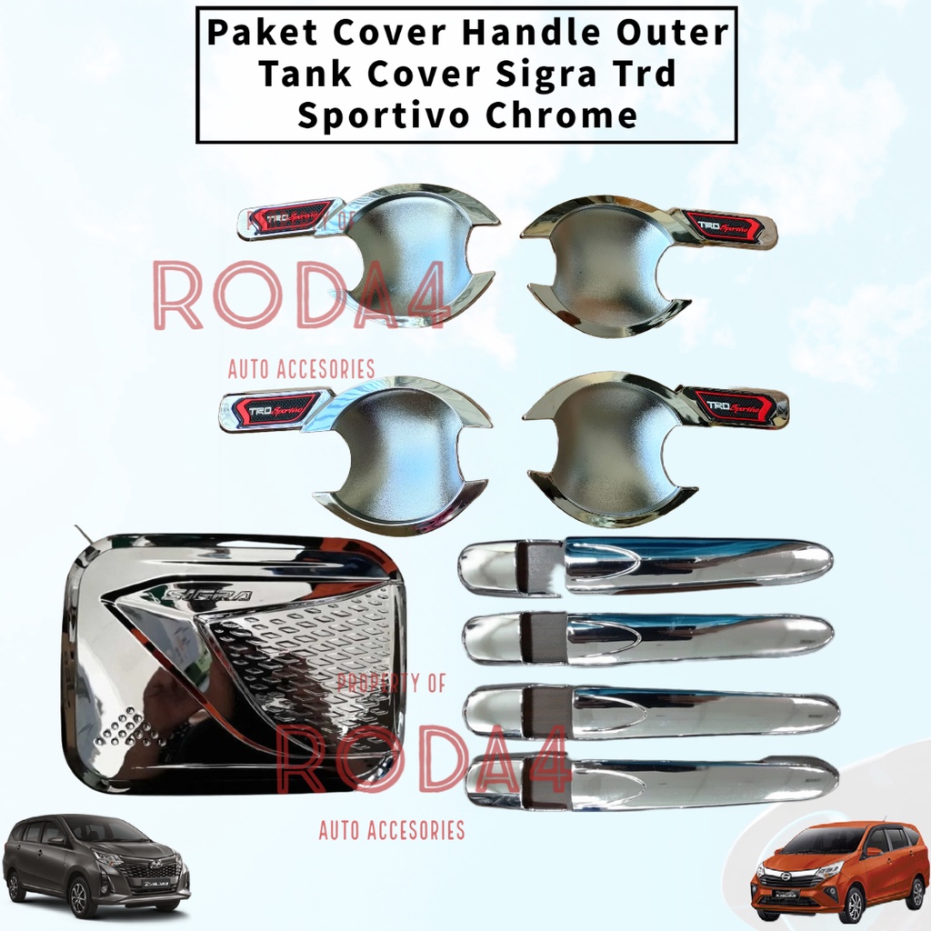 Paket Outer Handle Tank Cover Calya Sigra Trd Sportivo Carbon 2016 2017 2018 2019 2020 2021 2022 2023