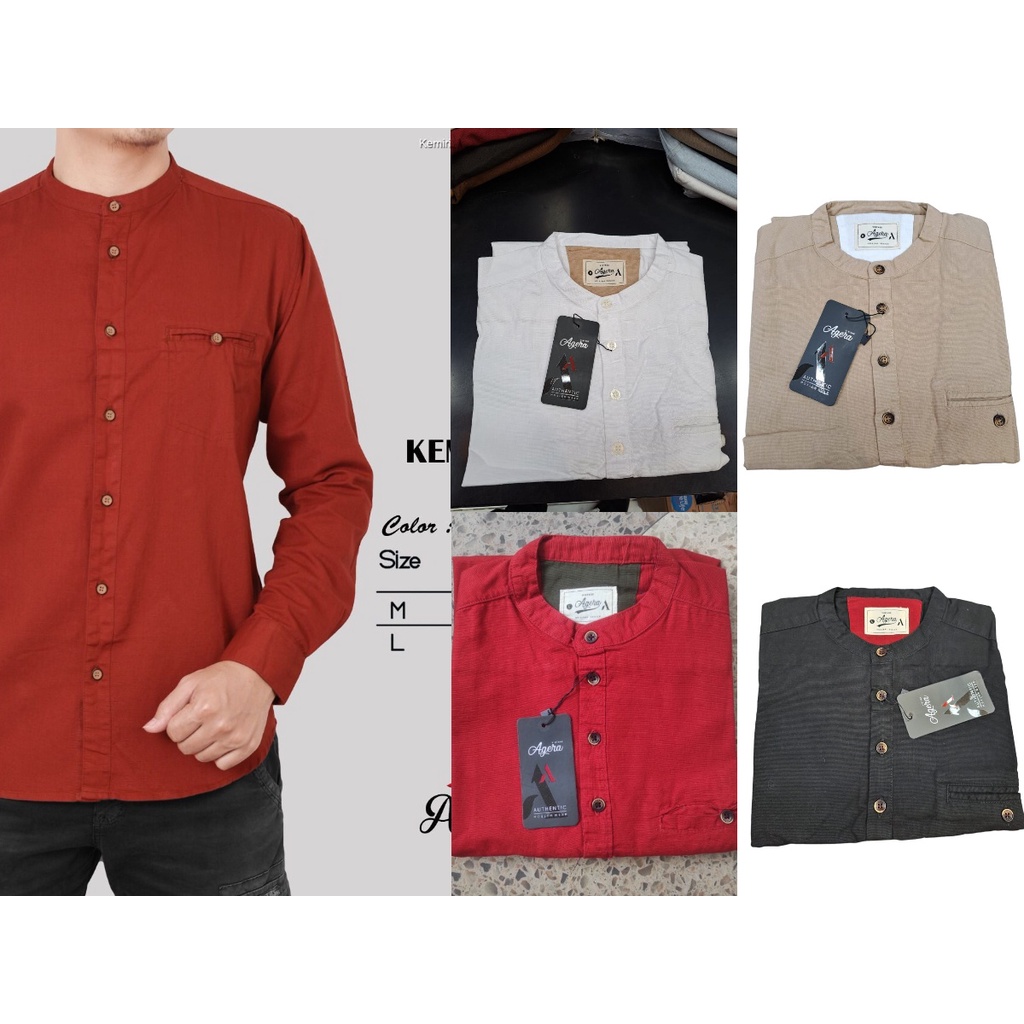 KEMEJA KOKO KEMKO LENGAN PANJANG LAKI LAKI PRIA KERAH SHANGHAI AGERA VINTAGE ORIGINAL 100%