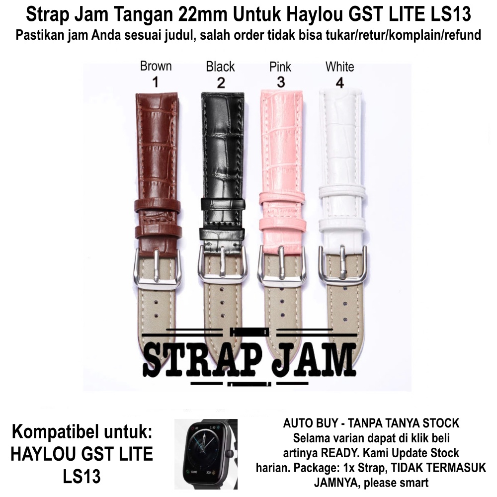 Tali Jam Kompatibel Haylou GST Lite LS13 22mm - Strap Kulit Motif Crocodile