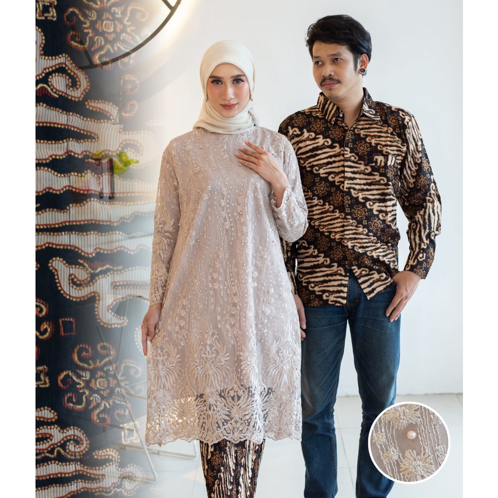 Setelan Kebaya Tunik Batik Couple Modern Terbaru Outfit Pasangan by Rira