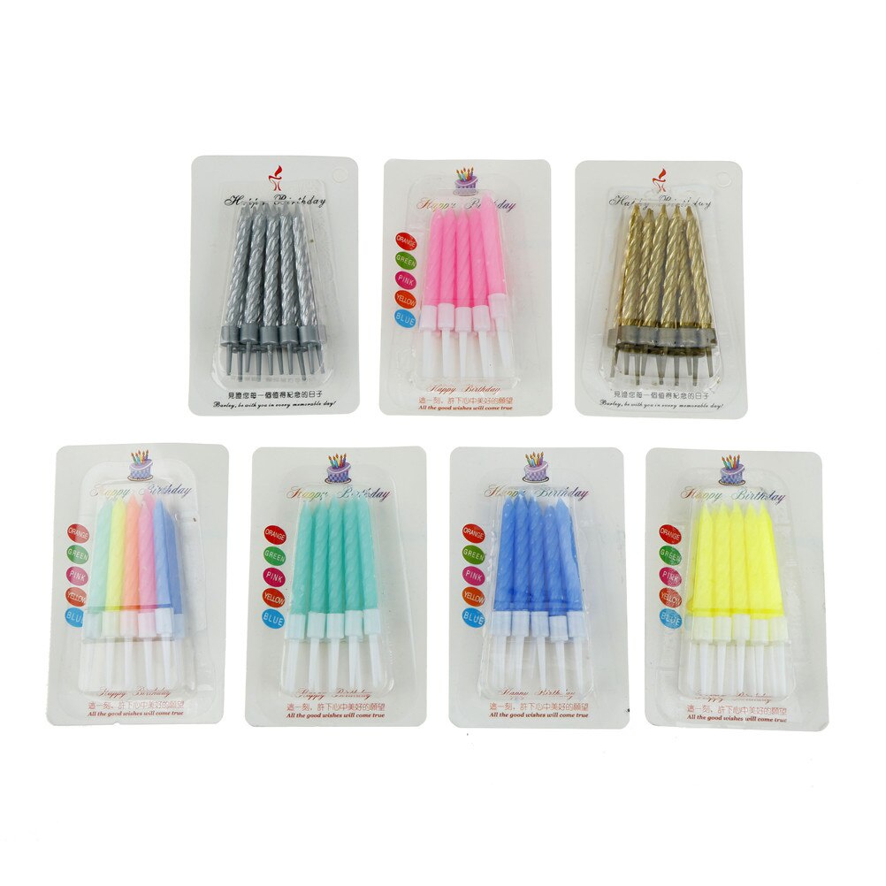 Lilin Ulang Tahun Ulir / Spiral Pendek METALIC | PASTEL isi 10 pcs - LPM Shop