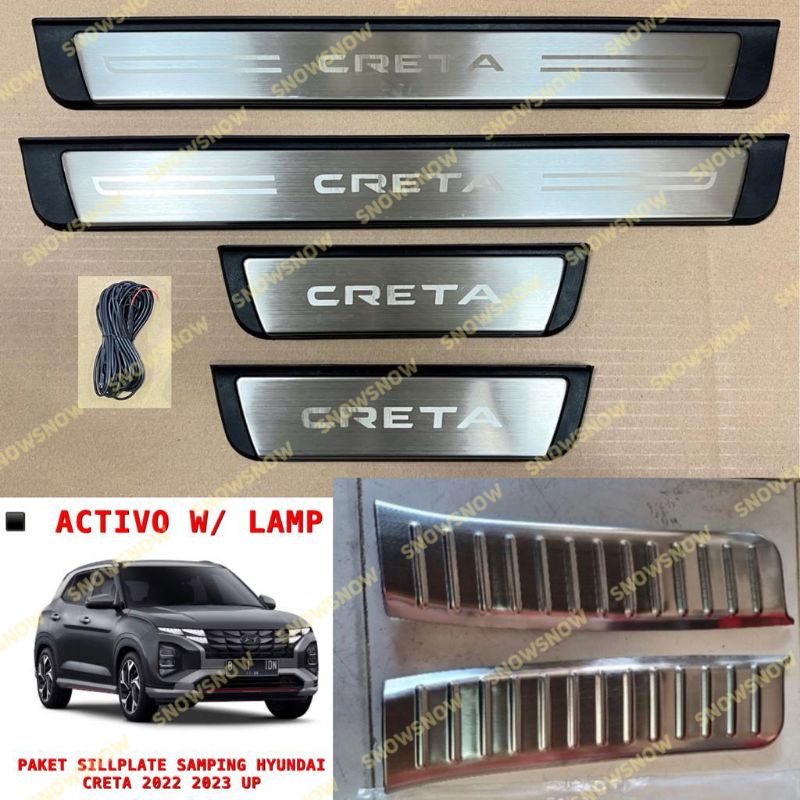 Paket Sillplate Samping Belakang Hyundai Creta Activo Hitam Lampu / Non LED