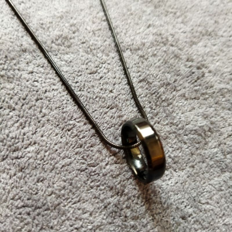 KALUNG DAN CINCIN PRIA WANITA TITANIUM ASLI SILVER DAN EMAS