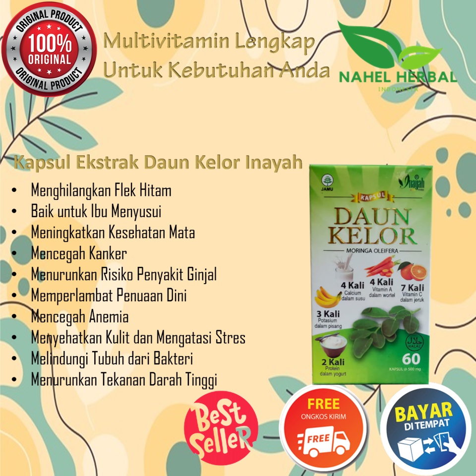 Obat Gemuk Pria Racikan Farmasi Bpom - Kapsul Daun Kelor Berkualitas Asli 100% Original Ekstrak Mori