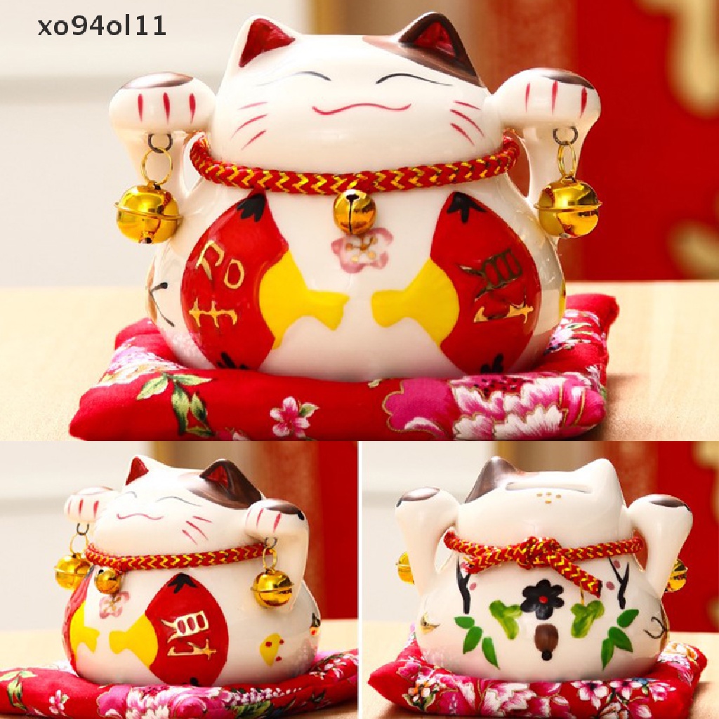 Xo Keramik Lucky Cat Maneki Neko Hadiah Bisnis Fortune Kucing Uang Feng Shui Craft OL