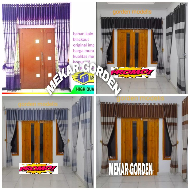 Gorden Poni Ruang tamu Mewah Blackout Tebal Lebar 3 meter jendela Pintu tengah MInimalis kupu tarung