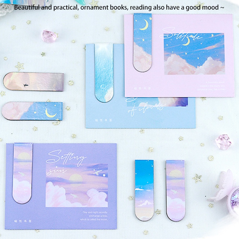 【COD】Pembatas Buku Magnet Cartoon Korea Stationery Magnetic Bookmark Lukisan Minyak Kreatif Sky Souvenir Hadiah Magnetik Bookmark Siswa-FA