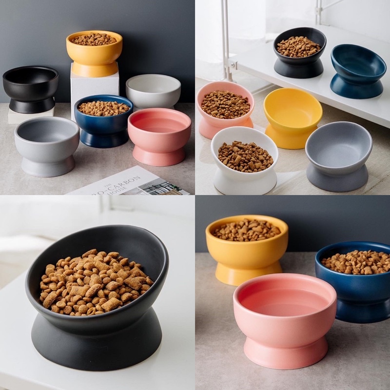 Non toxic ceramic pet high bowl  for healthy neck