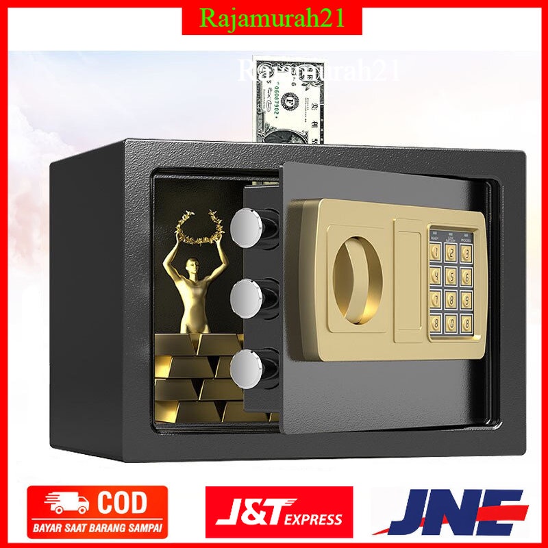 TaffGUARD Kotak Brankas Hotel Safety Box Password 31x20x20cm dengan Lubang Koin - 20E - Black - 7RTHDSBK