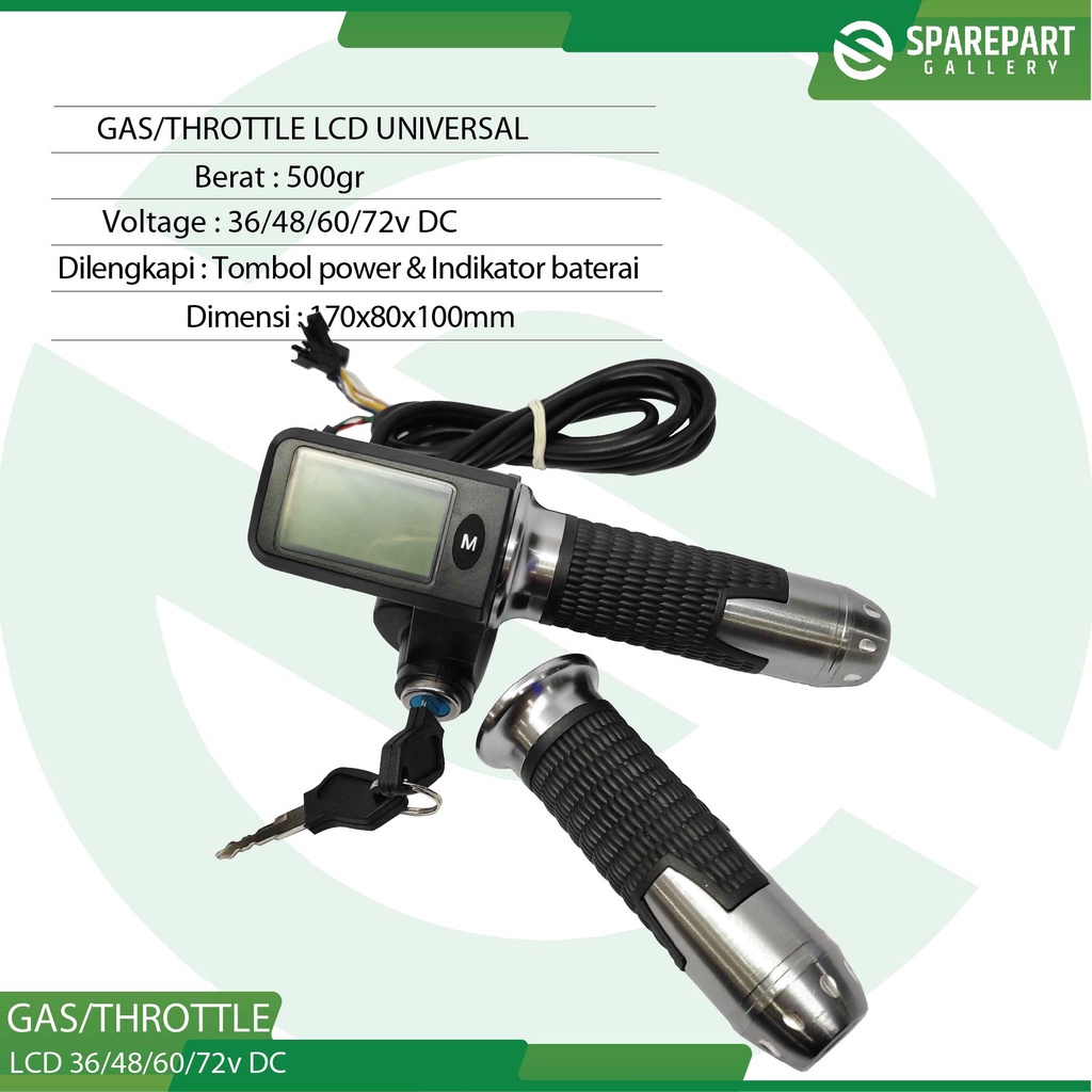 Throttle/Gas LCD 36/48/60/72v dengan Tombol Power dan LCD Panel