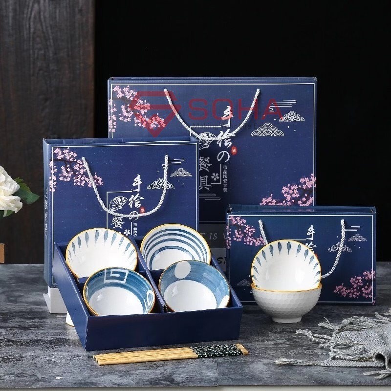 ART-057 Hampers imlek Set Mangkok Sumpit Sendok Keramik Kado Natal Souvenir Gift Hadiah Tahun Baru Chineses New Year CNY
