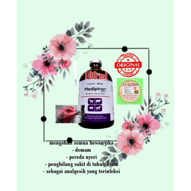 1 BOTOL MEDIPIRON INJECTION 100ML obat penurun demam nyeri rasa sakit infeksi radang pada ayam burung merpati anjing kucing kerbau sapi semua hewan by medion