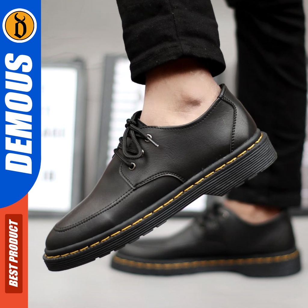 DEMOUS Spring - Sepatu Formal Docmart Low Boots Pantofel Kerja Hitam Pria