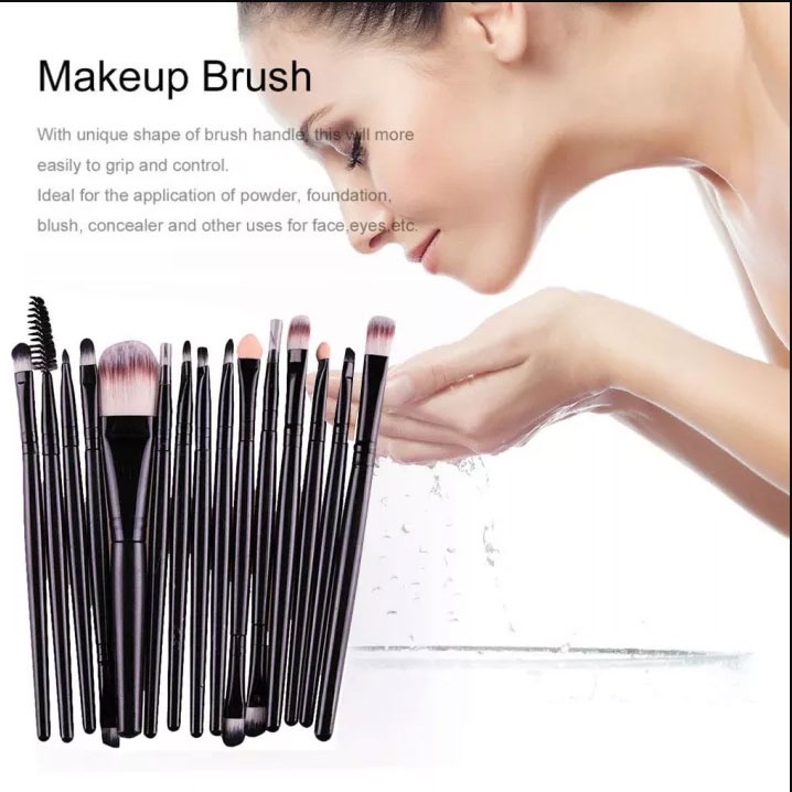 MI SHOPINN - Kuas Make Up 10 PCS Set Lengkap 1 Paket Brush Makeup Kosmetik Kit Aplikator Bedak Found