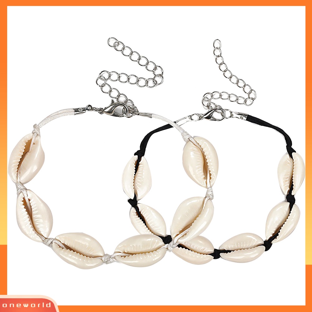 [WONE] Bohemian Cowrie Shell Pesona Anyaman Gelang Wanita Adjustable Bangle Perhiasan Hadiah