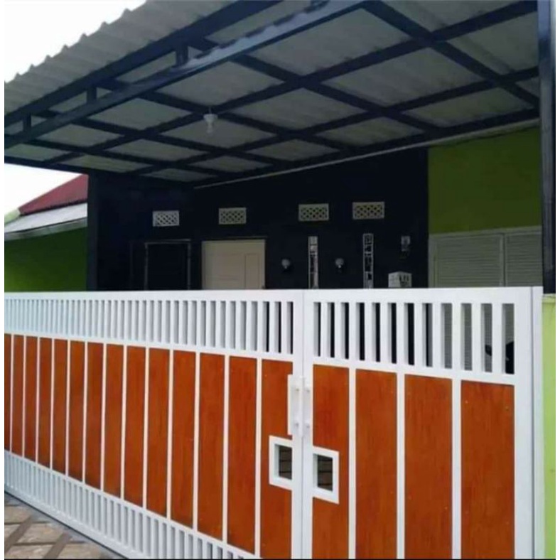 Jual pintu pagar minimalis variasi GRC woodplang modern Shopee Indonesia