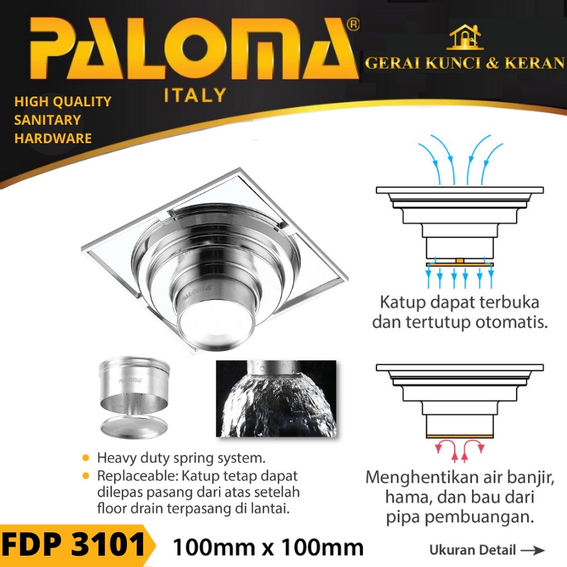 FLOOR DRAIN PALOMA FDP 3101  SARINGAN AIR GOT  STRAINER KAMAR MANDI ANTI BAU BANJIR KECOA TIKUS