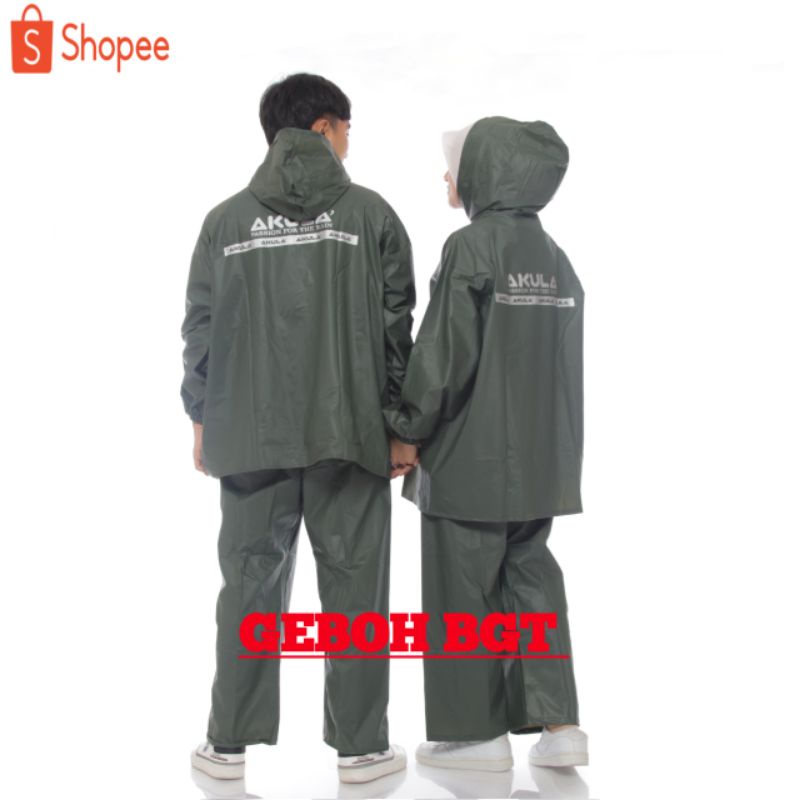 RAINCOAT ,JAS HUJAN  Pria Wanita Dewasa BY AKULA Anti Rembes HIJO ARMY