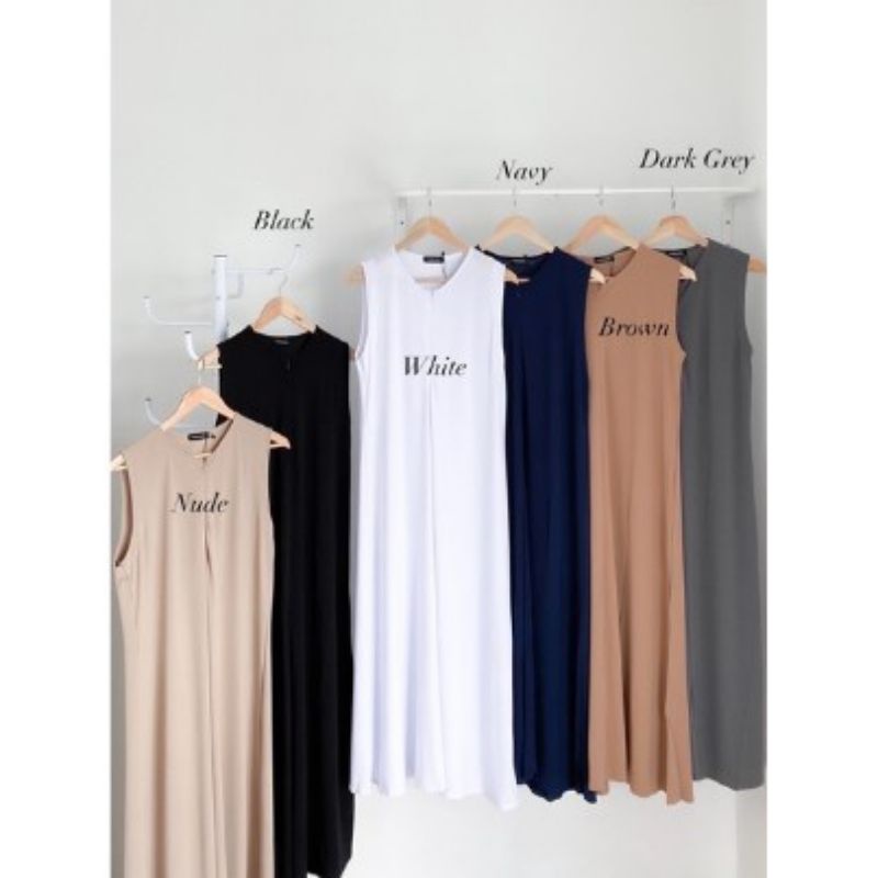 inner dress tanpa lengan/ inner dress polos/ dress panjang