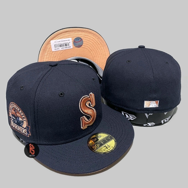 TOPI NEW ERA ORIGINAL 5950 30TH ANNIV SEATLE MARINERS NAVY UP PEACH