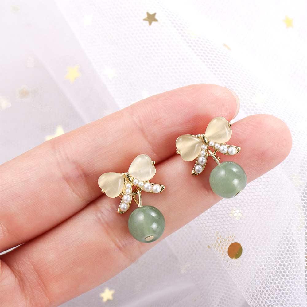 Anting Pejantan Mutiara Agustinina Temperamen Trendi Wanita Giok Indah Alloy Anting Gaya Korea