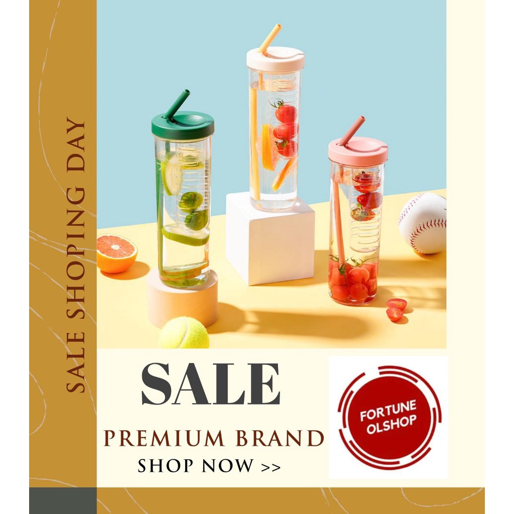 (F0) NEW BOTOL MINUM TRANSPRAN/INFUSED WATER DENGAN SEDOTAN