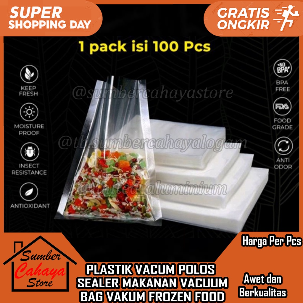 PLASTIK VACUUM BAG POLOS VACUM VAKUM SEALER MAKANAN PER 1 LEMBAR PLASTIC PELASTIK KANTONG KEMASAN FR