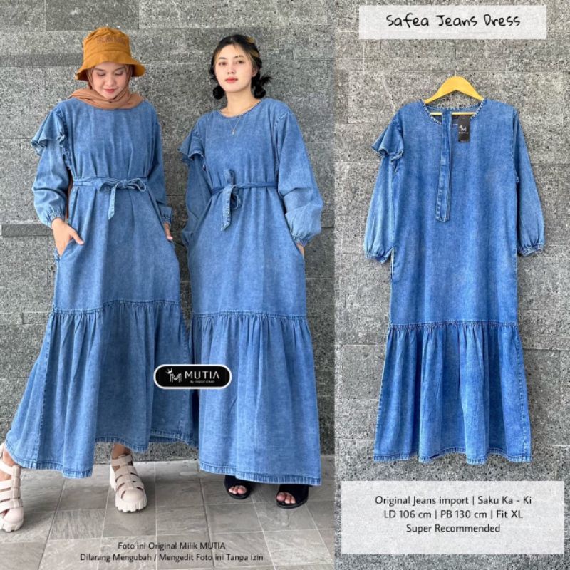 SAFEA JEANS DRESS BY MUTIA / GAMIS WANITA MUSLIMAH / Dress jeans ld106 premium solo